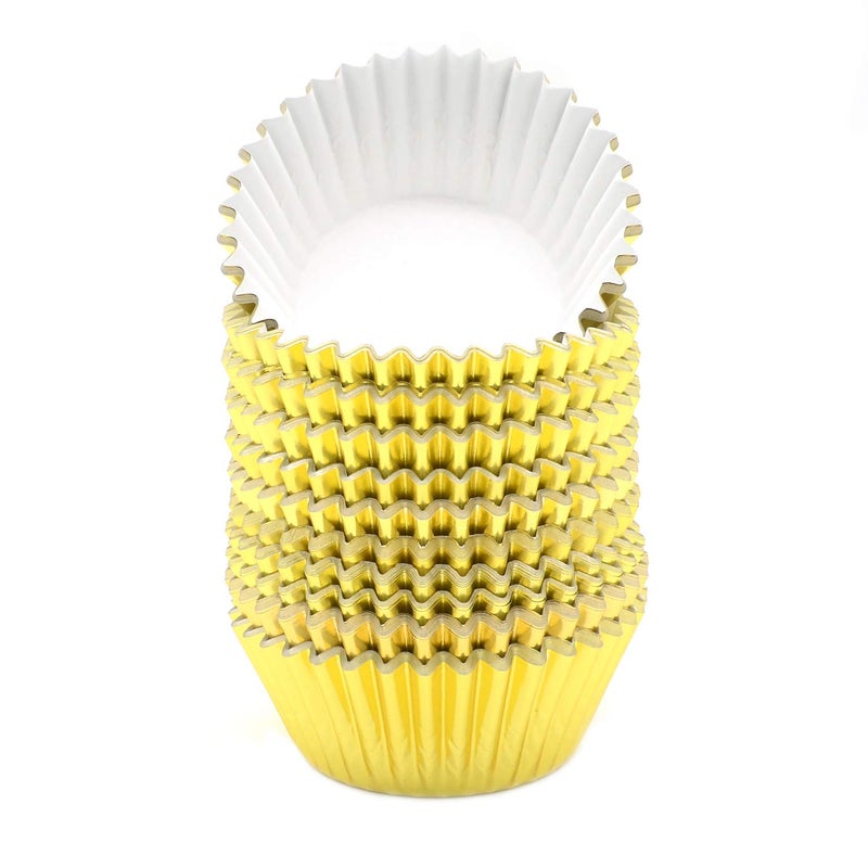 Mombake Standard Gold Foil Cupcake Liners Muffin Baking Cups for Party and More, 200-Count - Image 3